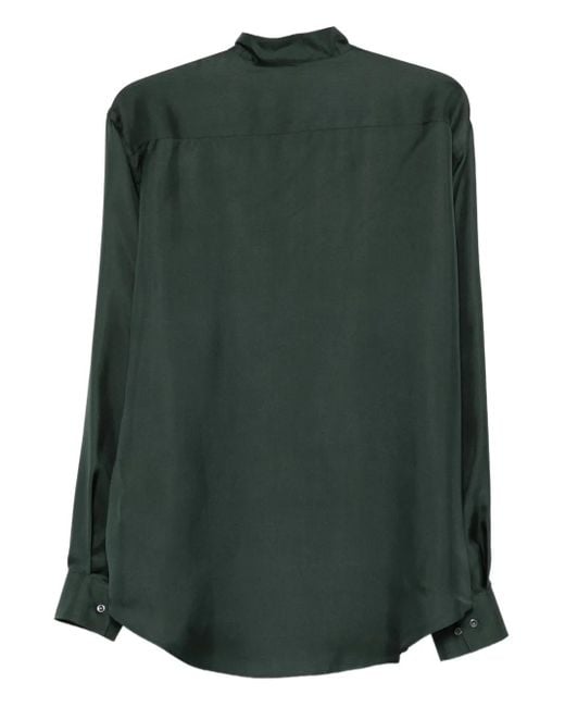 Giorgio Armani Green Mandarin-Collar Silk Shirt for men