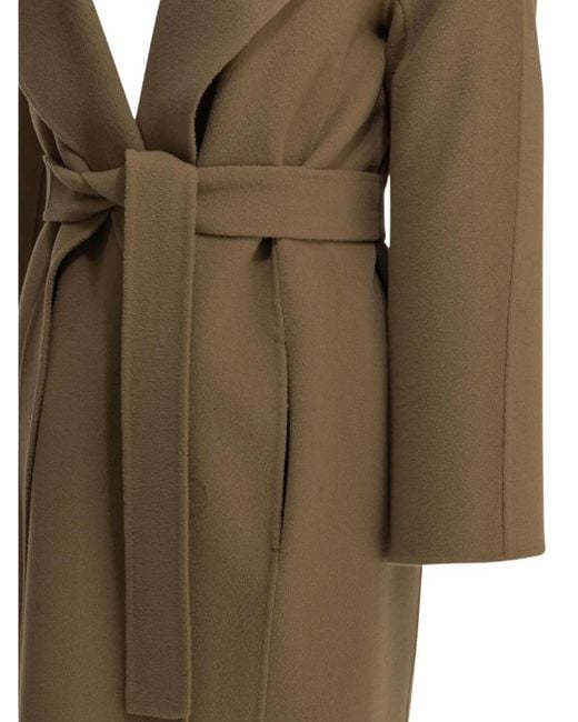 Max Mara Natural Belted Shawl-Collar Coat