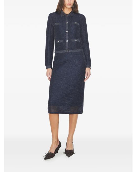 Tory Burch Blue Kendra Mesh Cardigan