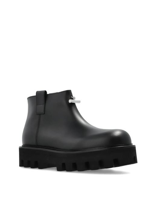 Alexander McQueen Black Zip-Fastening Lug-Sole Boots for men