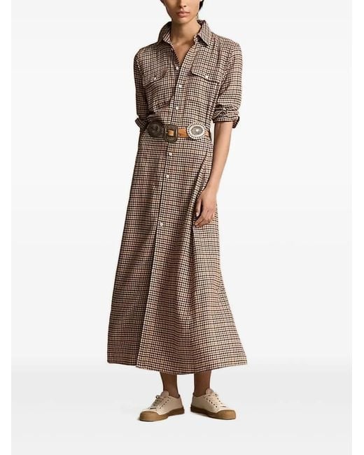 Polo Ralph Lauren Brown Checked Shirt Dress