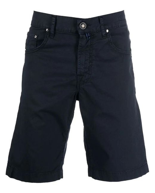 Jacob Cohen Blue Cotton Logo-Patch Chino-Shorts for men