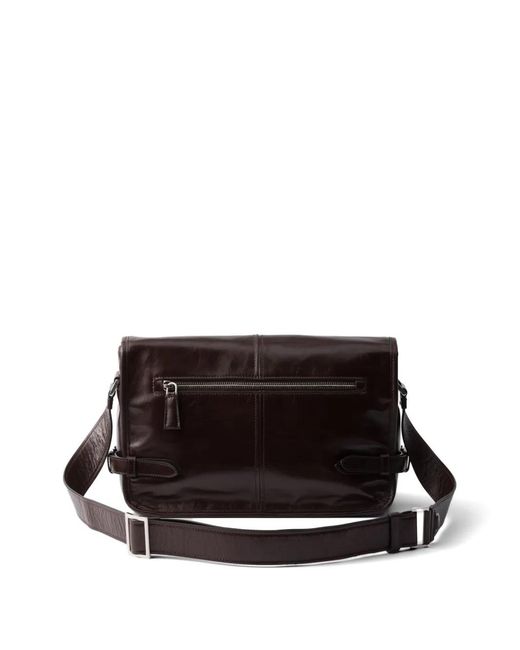 Prada Brown Leather Shoulder Bag for men