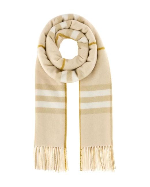 Burberry チェック カシミアスカーフ Natural
