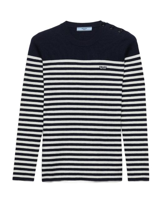 Pull Rayé Côtelé Prada en coloris Blue