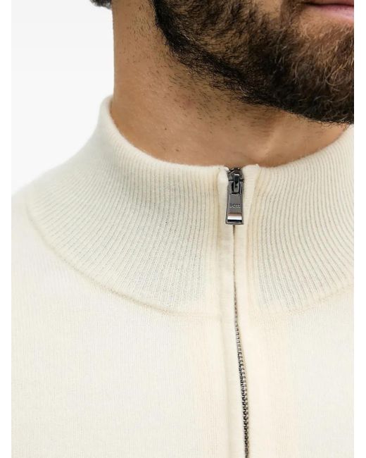 Boss Natural Zip-Up Sweater for men