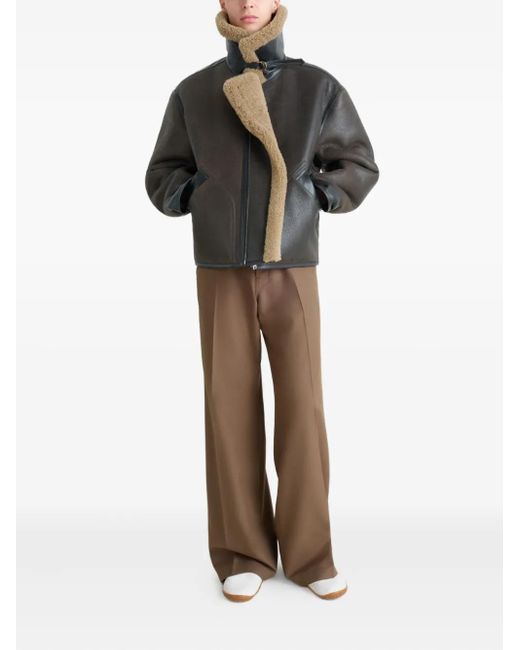 Lemaire Black Shearling-Trim Jacket for men