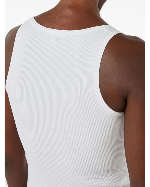 Max Mara White Viscose Blend Yarn Top