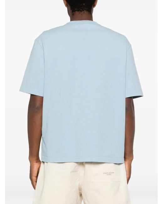Stone Island Blue Marina Logo-Print T-Shirt for men