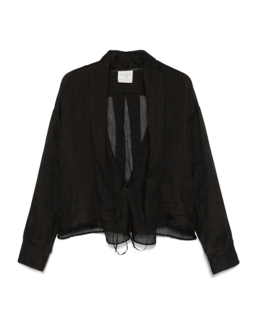 Forte_forte Black Chic Rami' Muslin Crossed Shirt