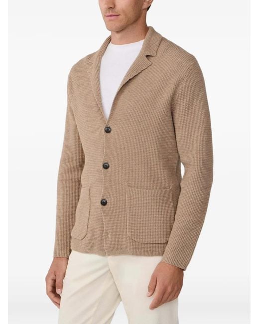 Hackett Natural Waffle-Stitch Cardigan for men