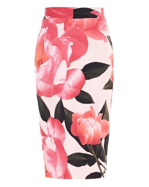 Falda midi con peonía estampada La Petite Robe Di Chiara Boni de color Pink