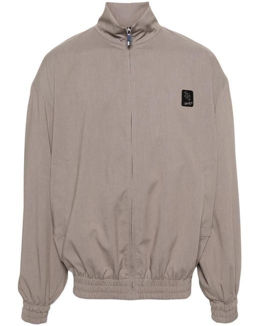 Gcds Gray Logo-Appliqué Drop-Shoulder Jacket for men