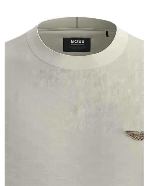 Boss White X Aston Martin C-Thompson Logo-Patch T-Shirt for men