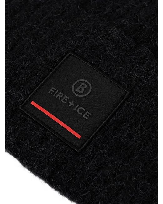 Bogner Fire + Ice Black Logo-Patch Beanie Hat