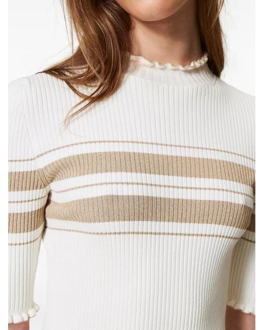 Top de canalé a rayas Twinset de color White