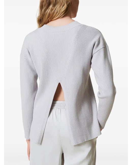 Twinset Geribbelde Trui Met Split in het White