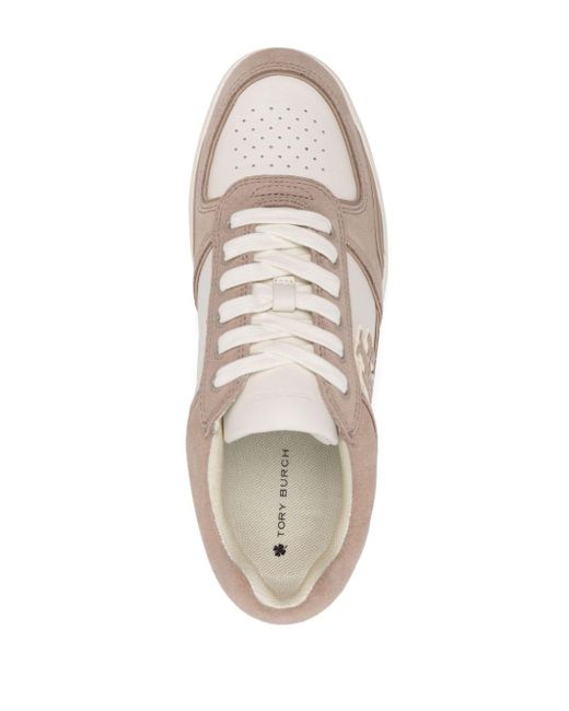 Tory Burch Clover Court Panelled Suede Sneakers in Pink | Lyst