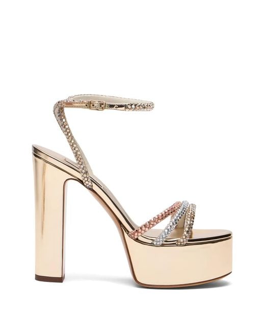 Casadei Natural Patty Andromeda Embellished Platform Sandals