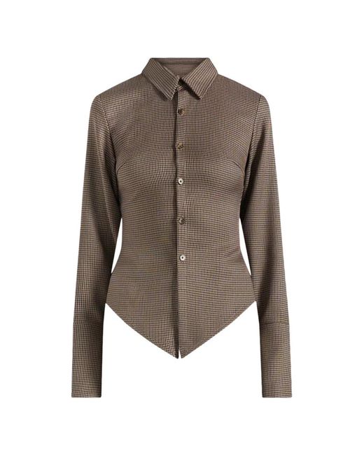 Manière De Voir Brown Sonia Tailored Cotton Cinch Shirt