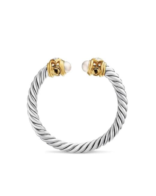 David Yurman Metallic 18Kt And Sterling Renaissance Pearl And Diamond Ring
