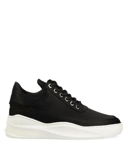 Filling Pieces Black Logo-Embroidered Sneakers