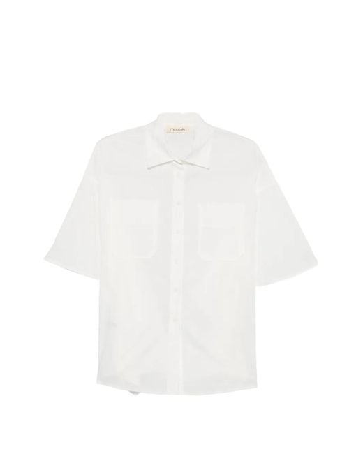 MOUTAKI White Flutter-Sleeve Button-Up Shirt
