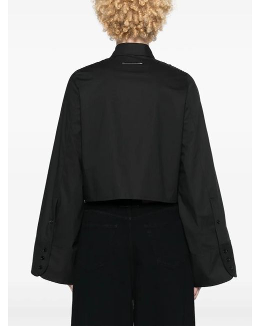 MM6 by Maison Margiela Black Cotton Crop Shirt