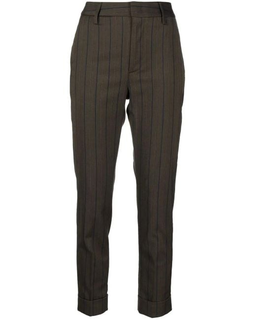 Dondup Gray Striped Cropped Trousers