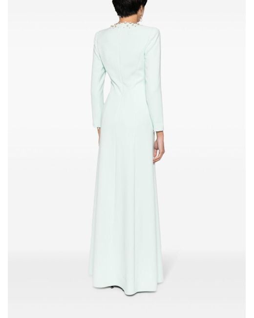 Jenny Packham White Marius Crystal-embellished Crepe Gown Dress