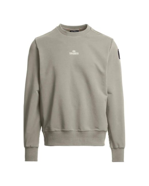 Parajumpers Gray Fergus Logo-Patch Crew-Neck Sweatshirt for men