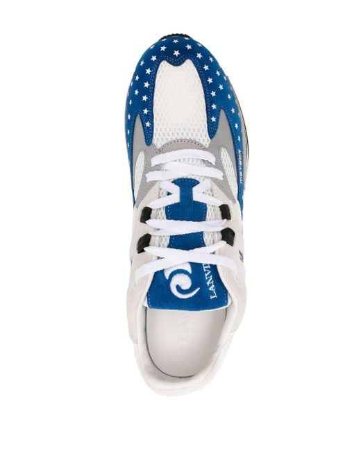 Lanvin Blue Meteor Colour-block Panelled Sneakers for men