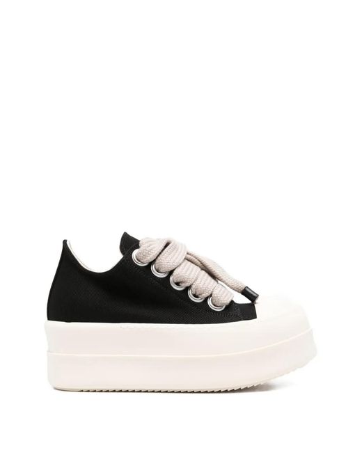 Rick Owens Black Mega Bumper Low-Top Sneaker With Jumbo Laces And Double-Height Outsoles