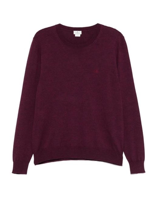 Etro Purple Knitted C-Neck for men