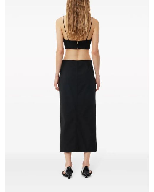 Ganni Black Midi Skirt With Ornamental Bows