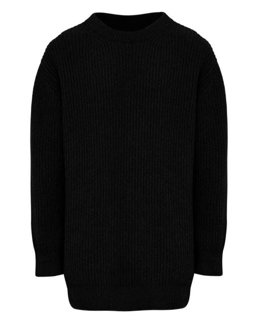 MM6 by Maison Martin Margiela Women's Black Ribbed Crewneck Sweater