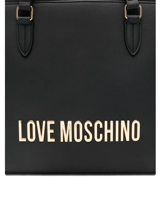 Love Moschino Black Sac Porté Épaule À Plaque Logo