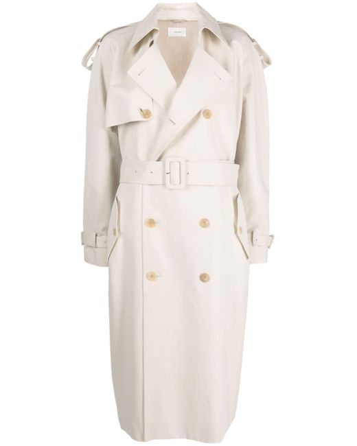 The Row Double-breasted Belted Trench Coat in het Natural