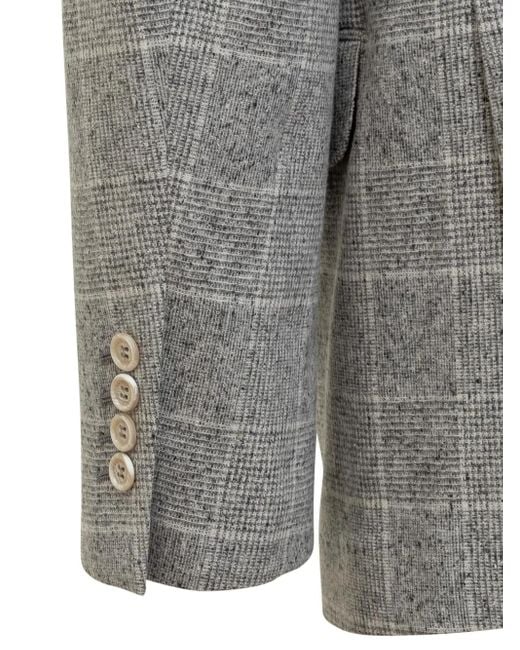 Brunello Cucinelli Gray Checked Blazer for men