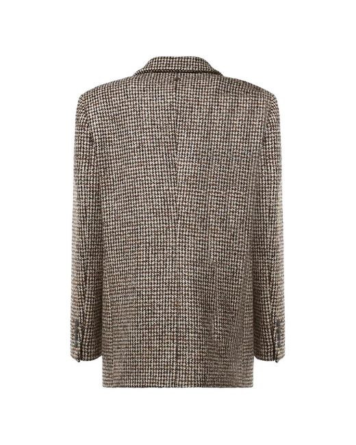 Dondup Brown Houndstooth Double-Breasted Jacket