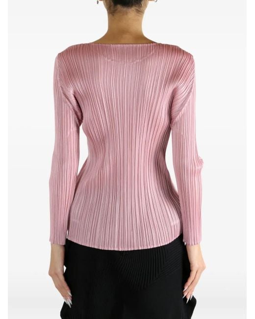 Pleats Please Issey Miyake Pleated Long-sleeve Top Pink