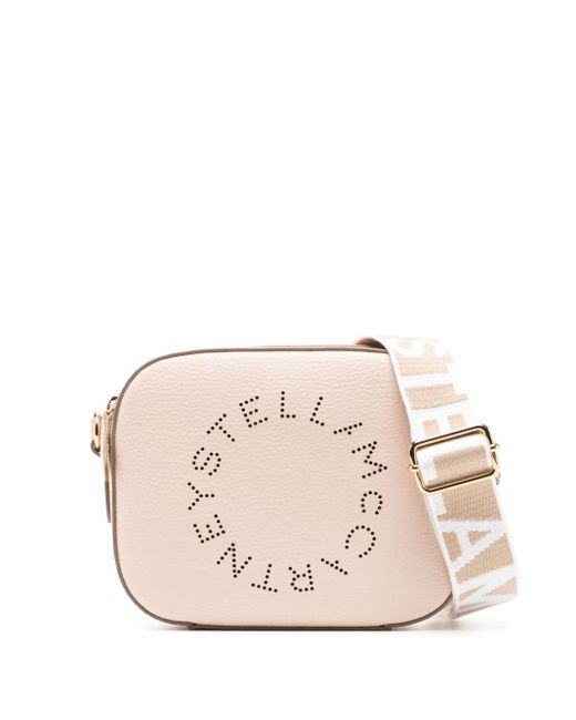 Stella McCartney Pink Logo-perforated Faux-leather Mini Bag