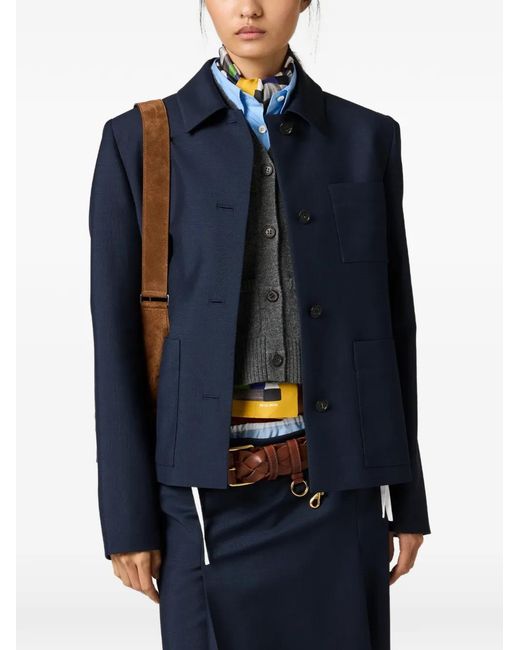 Miu Miu Blue Wool Single-Breasted Jacket