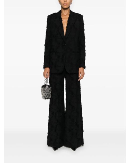 Nissa Black Patterned-Jacquard Trousers