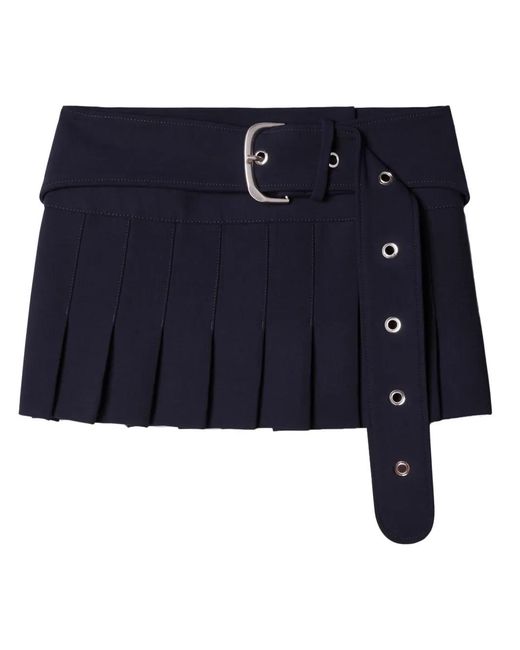 Off-White c/o Virgil Abloh Blue Off- Belted Pleated Miniskirt