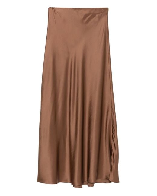 Jupe Mi-Longue En Satin À Taille Haute Ottod'Ame en coloris Brown