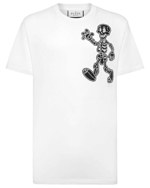 T-shirt Skeleton en coton Philipp Plein pour homme en coloris White