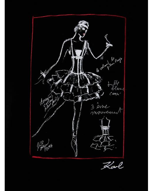 Karl Lagerfeld Red Sketch-Print Hoodie