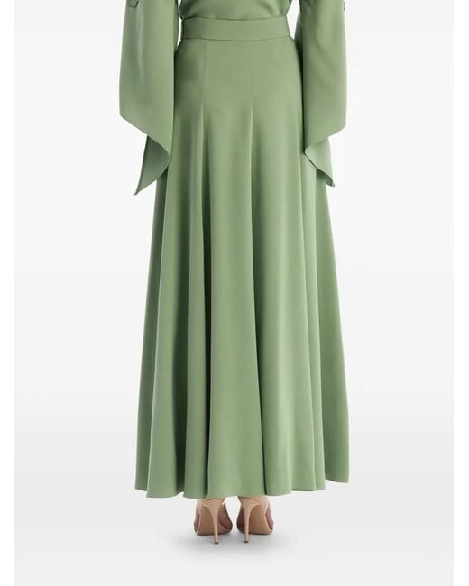 Oscar de la Renta Green Georgette Flared Maxi Skirt