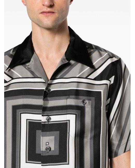 Chemise en soie à imprimé géométrique Dolce & Gabbana pour homme en coloris Black